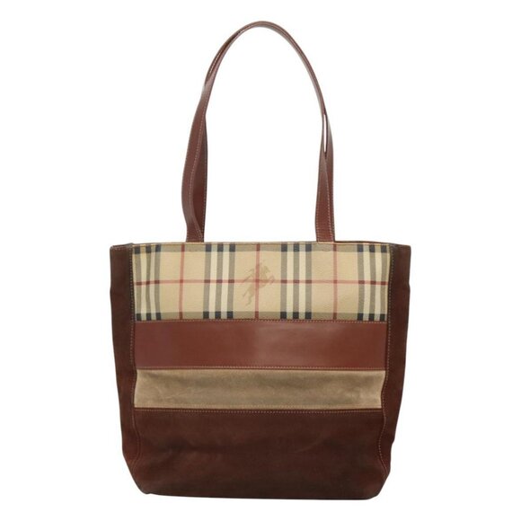 BURBERRY Nova Check Tote Bag PVC Beige Brown Auth 114787 - Picture 3 of 16